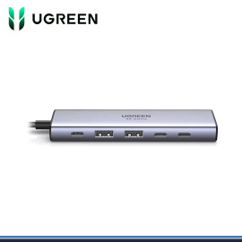 HUB USB TIPO-C UGREEN 6 EN 1 PUERTOS 2 x USB-C 3.2 / 2 x USB-A 3.2 / 1 x HDMI 4K 60HZ / 1 x PD 100W (PN:35999)