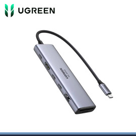 HUB USB TIPO-C UGREEN 7 EN 1 PUERTOS 2xUSB-C 3.2 / 1xUSB-A 3.2 / 1xHDMI 4K 60HZ / 1xPD 100W /1xSD / 1xTF CARD (PN:45521)