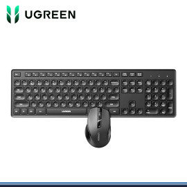 KIT UGREEN WIRELESS BLACK TECLADO MULTIMEDIA + MOUSE DPI 4,000 (PN:35740)