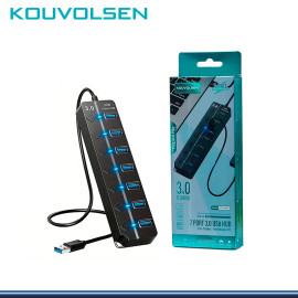 HUB USB KOUVOLSEN DE 07 PUERTOS USB 3.0 CON INTERRUPTORES INDIVIDUALES (PN:KOSS-9017)