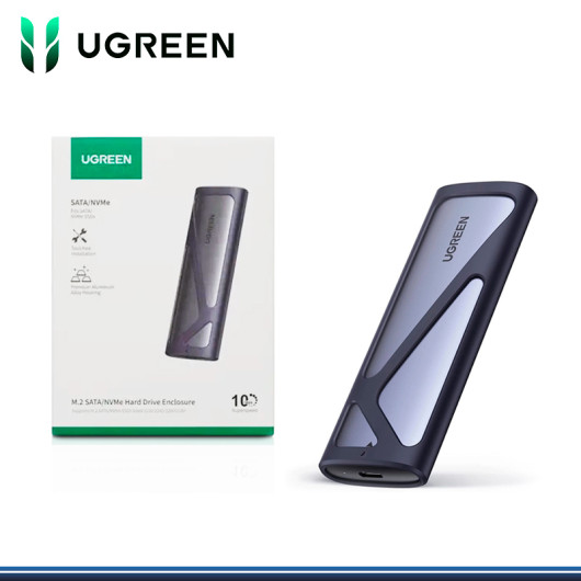 CASE UGREEN 15813 PARA SSD M.2 NVMe & SATA HASTA 8TB CONEXIÓN USB-C