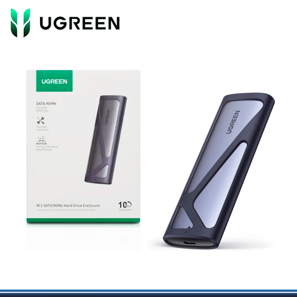 CASE UGREEN 15813 PARA SSD M.2 NVMe & SATA HASTA 8TB CONEXIÓN USB-C