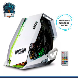 CASE DRACO GAMING DG-CRX20 WHITE RGB SIN FUENTE PANELES LATERALES VIDRIO TEMPLADO INCLUYE CONTROL REMOTO