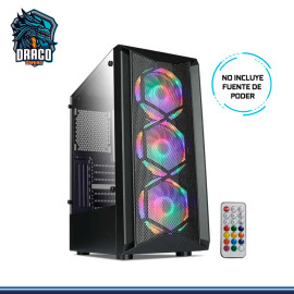 CASE DRACO GAMING DG K1 BLACK RGB SIN FUENTE VIDRIO TEMPLADO USB 3.0/USB 2.0 INCLUYE CONTROL REMOTO