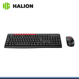 KIT HALION HA-K656C BLACK RED WIRELESS BLACK TECLADO MULTIMEDIA + MOUSE DPI 1,200