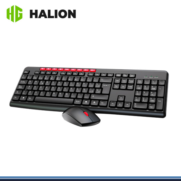 KIT HALION HA-K656C BLACK RED WIRELESS BLACK TECLADO MULTIMEDIA + MOUSE DPI 1,200
