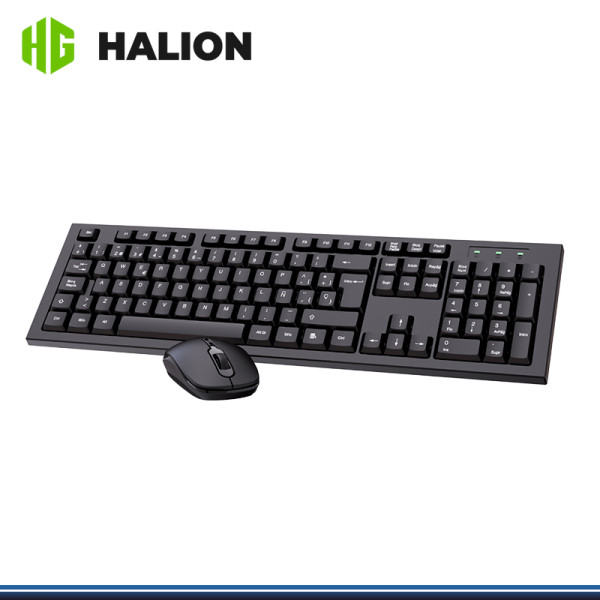 KIT HALION HA-K654C BLACK WIRELESS TECLADO MEMBRANA + MOUSE DPI 1,600