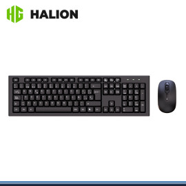 KIT HALION HA-K654C BLACK WIRELESS TECLADO MEMBRANA + MOUSE DPI 1,600