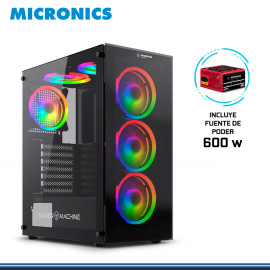 CASE MICRONICS FURIOUS MIC GC701 BLACK ARGB VIDRIO TEMPLADO USB 3.0/USB 1.0 CON FUENTE 600W 80 PLUS BRONZE