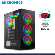 CASE MICRONICS FURIOUS MIC GC701 BLACK ARGB VIDRIO TEMPLADO USB 3.0/USB 1.0 CON FUENTE 600W 80 PLUS BRONZE