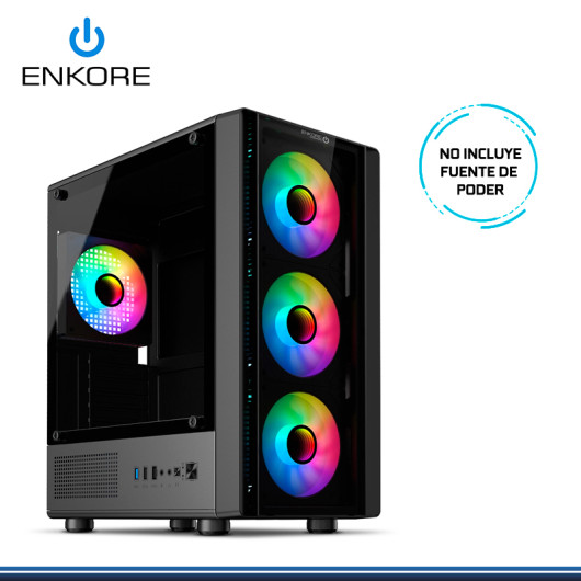 CASE ENKORE KOSMOS ENC 3007 ARGB BLACK SIN FUENTE VIDRIO TEMPLADO USB 3.0/USB 2.0