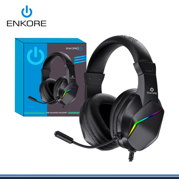 AUDIFONO ENKORE WINNER EKH G1001 U RAINBOW BLACK CON MICROFONO CONEXIÓN USB