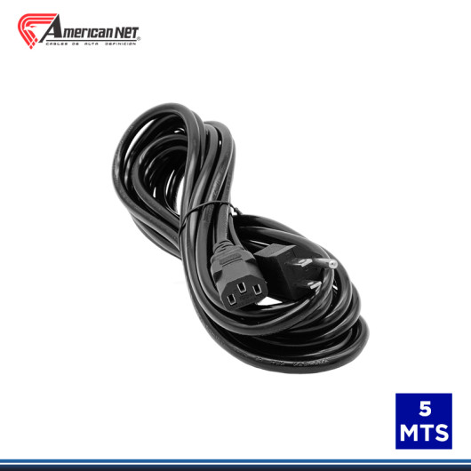 CABLE PODER DE 5 METROS AMERICAN NET DE 3x16 AWG NEGRO