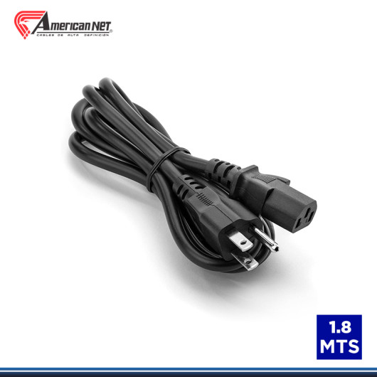 CABLE PODER DE 1.8 METROS AMERICAN NET DE 3x16 AWG NEGRO EN BOLSA