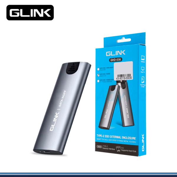 CASE GLINK GHD-036 PARA SSD M.2 NGFF SATA HASTA 4TB CONEXIÓN USB-C