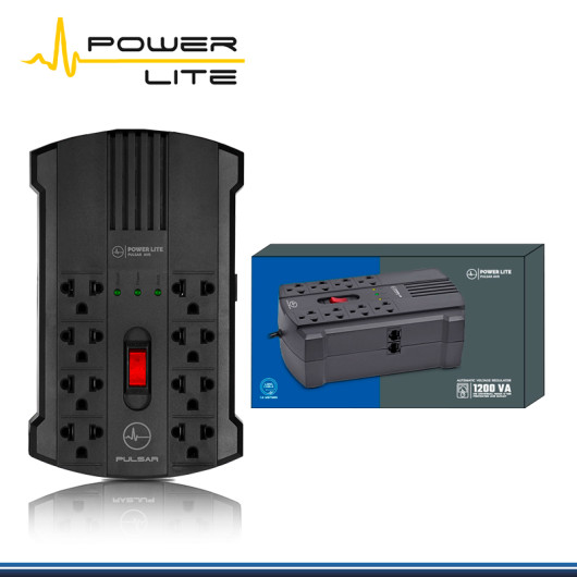 ESTABILIZADOR POWER LITE PULSAR AVR PLI 1200 8 TOMAS DE 1200VA/600W
