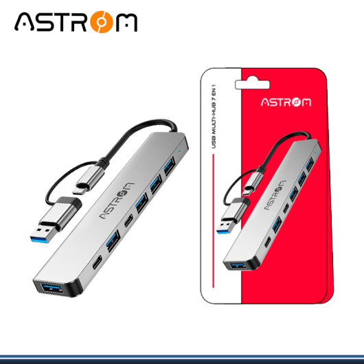 HUB USB ASTROM AST MH2371 4 PUERTOS USB 2.0 /1 PUERTO USB 3.0/2 PUERTOS USB-C