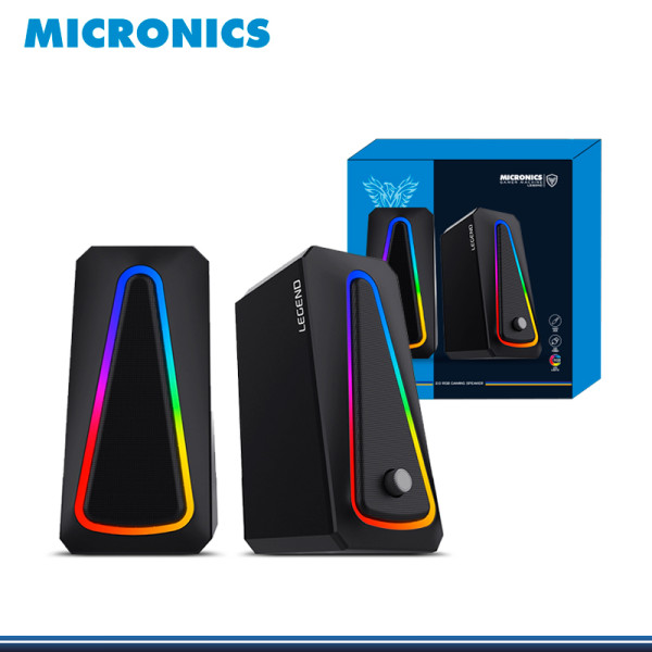 PARLANTE MICRONICS LEGEND MIC S308 BLACK RGB CONEXIÓN USB & JACK 3.5MM