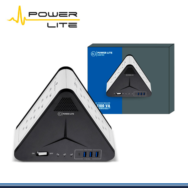 ESTABILIZADOR POWER LITE SIMETRIC PLI 1111U 8 TOMAS DE 1100VA/500W