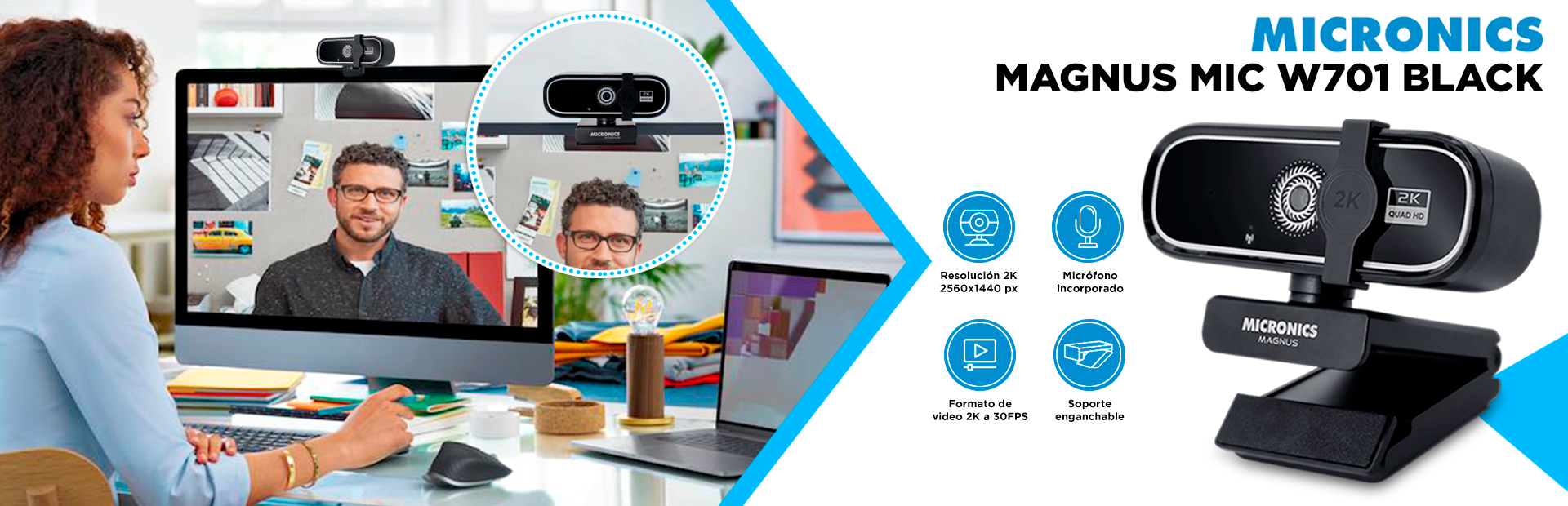 WEBCAM MICRONICS MAGNUS MIC W701 BLACK GRUPO CYC